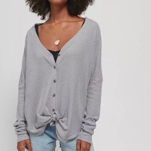Urban Outfitters Out From Under Gray Jojo Waffle Knit Thermal Shirt size S